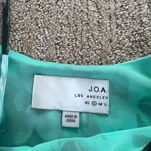 J.O.A. Teal Flower Ruffle off the shoulder cap sleeves Blouse - Picture 5 of 6